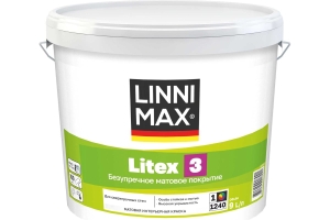 Краска интерьерная моющаяся LINNIMAX Litex 3 белая 9 л