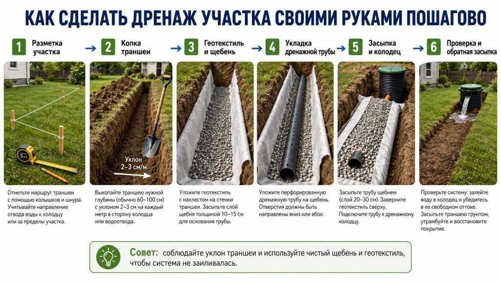 Как сделать дренаж участка своими руками пошагово.jpg