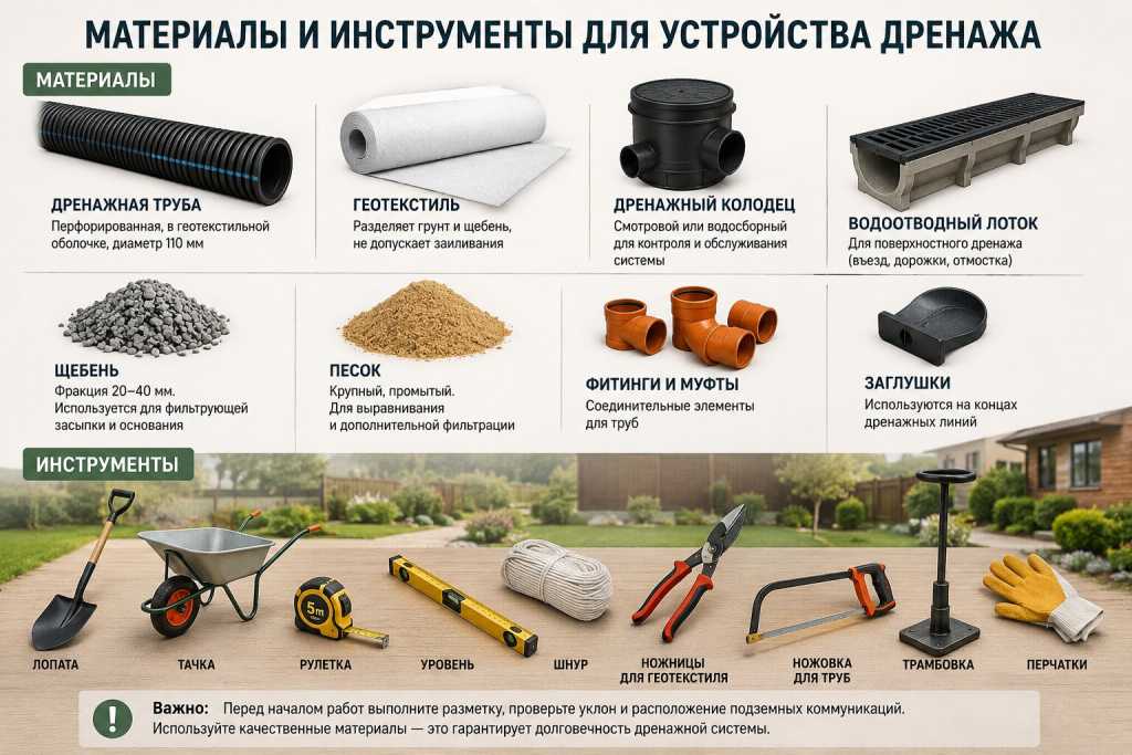 Какие материалы и инструменты нужны для устройства дренажа.jpg